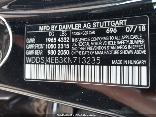 WDDSJ4EB3KN713235 Mercedes-Benz CLA 250