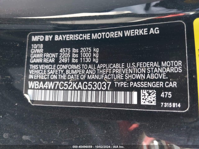 BMW 440I 2019 WBA4W7C52KAG53037 Image 9