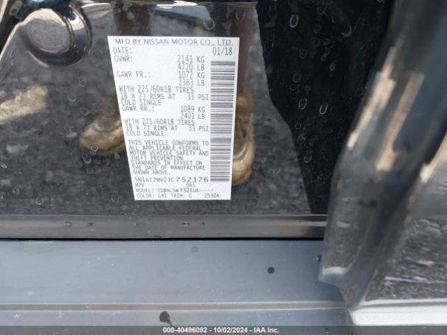 5N1AT2MV2JC752176 Nissan Rogue Sl