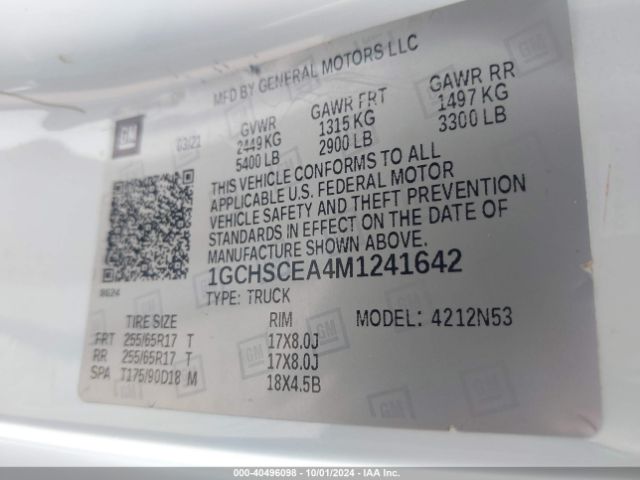 1GCHSCEA4M1241642 Chevrolet Colorado 2wd  Long Box Lt