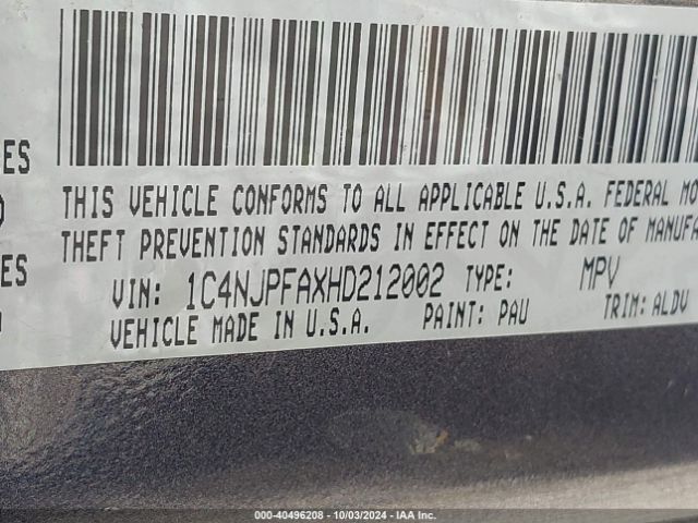 1C4NJPFAXHD212002 Jeep Patriot High Altitude Fwd
