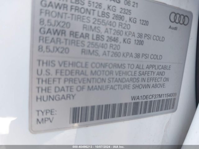WA1DECF37M1154009 Audi Q3 Premium 45 Tfsi S Line Quattro Tiptronic