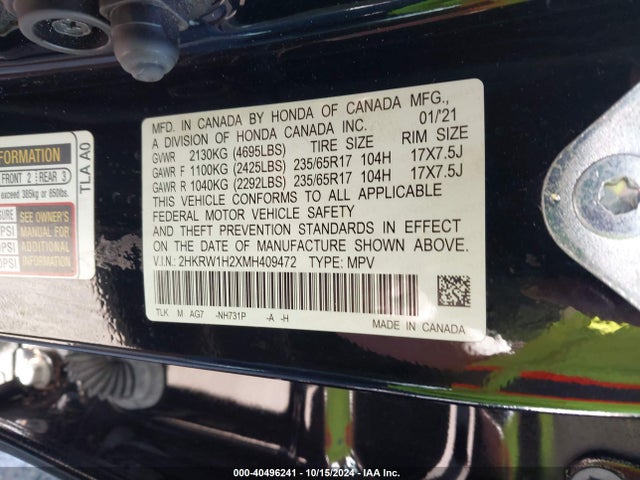 Honda Cr-v 2wd Lx 2021 2HKRW1H2XMH409472 Image 9