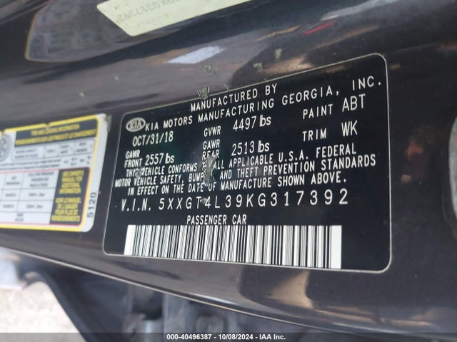 KIA Optima Lx 2019 5XXGT4L39KG317392 Image 9