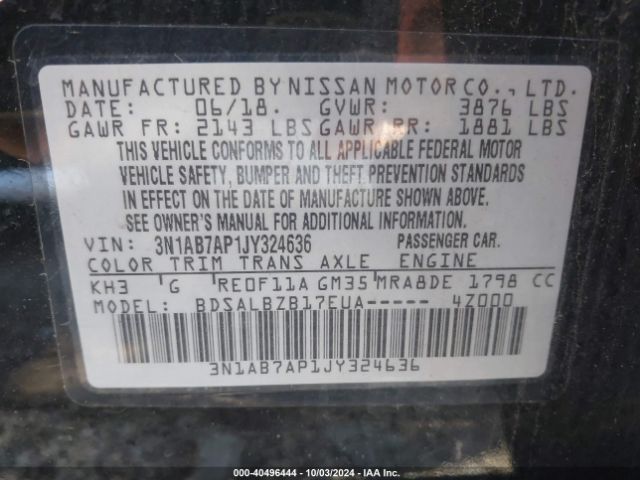 3N1AB7AP1JY324636 Nissan SENTRA S