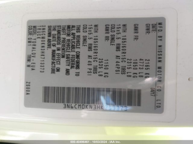 3N6CM0KN3HK713373 Nissan Nv200 S