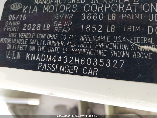 KIA RIO LX 2017 KNADM4A32H6035327 Image 9