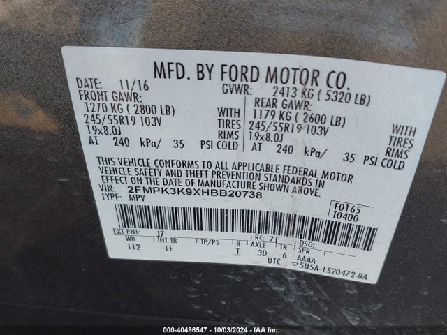 Ford Edge Titanium 2017 2FMPK3K9XHBB20738 Image 9