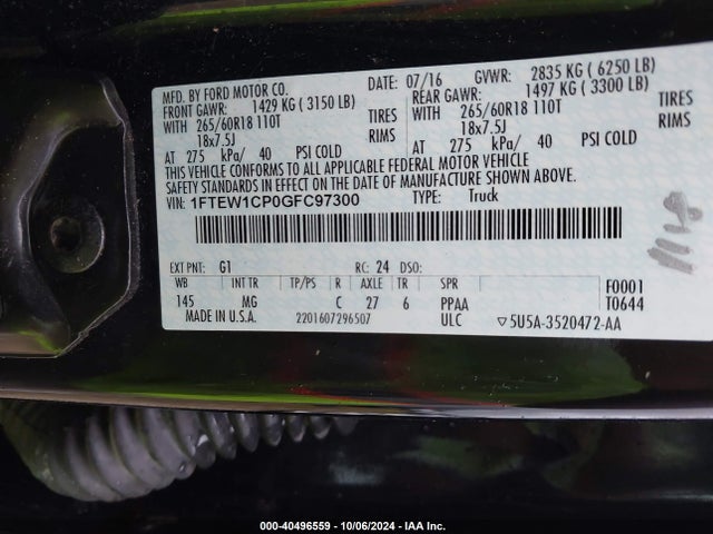 Ford F-150 Xlt 2016 1FTEW1CP0GFC97300 Image 9