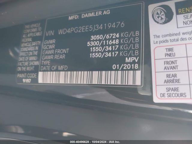 WD4PG2EE5J3419476 Mercedes-Benz Metris