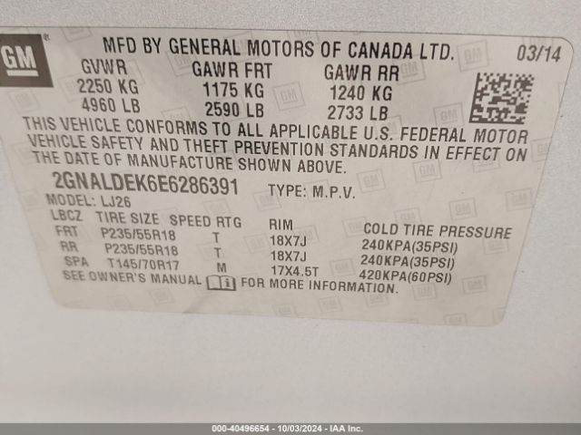 2GNALDEK6E6286391 Chevrolet Equinox Ltz