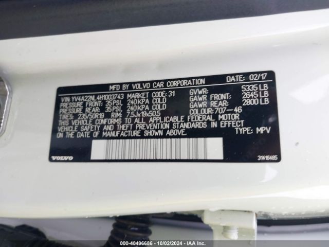 YV4A22NL4H1003743 Volvo V90 Cross Country T6