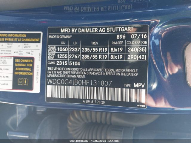 WDC0G4JB0HF131807 Mercedes-Benz GLC 300