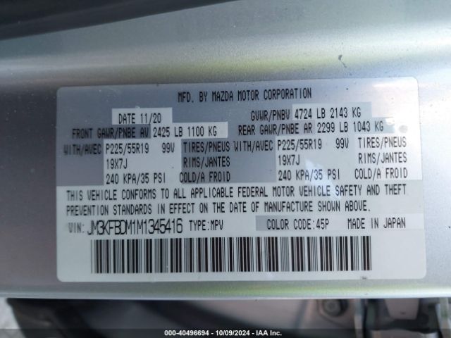 JM3KFBDM1M1345416 Mazda Cx-5 Grand Touring