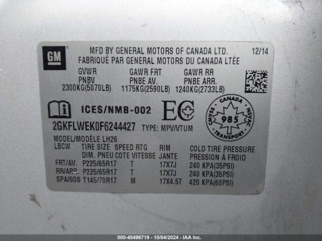 2GKFLWEK0F6244427 GMC Terrain Sle-2