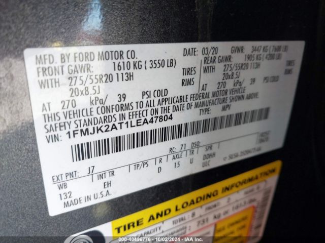 1FMJK2AT1LEA47804 Ford Expedition Limited Max