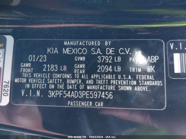 3KPF54AD3PE597456 KIA Forte Gt-line
