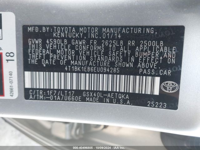 4T1BK1EB6EU094285 Toyota Avalon Xle Touring