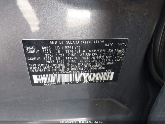 4S4WMARD6N3400494 Subaru Ascent Touring