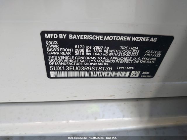 5UX13EU03R9S18136 BMW X5 Sdrive40i