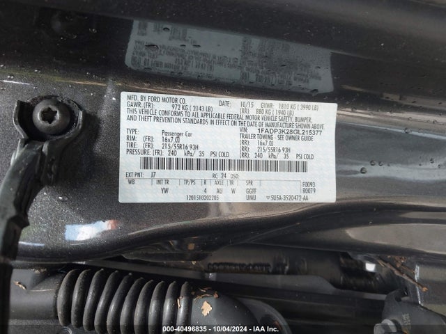 Ford FOCUS SE 2016 1FADP3K28GL215377 Image 9