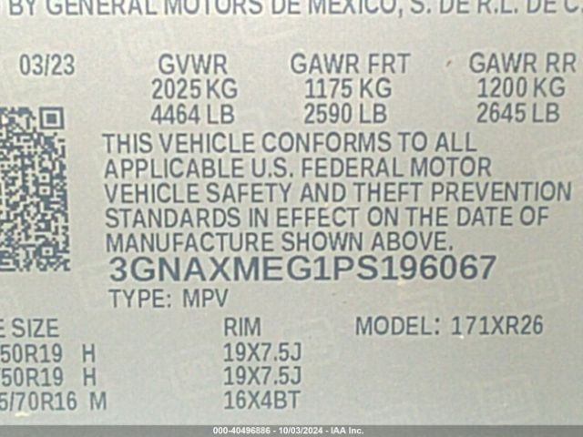 3GNAXMEG1PS196067 Chevrolet Equinox Fwd Rs