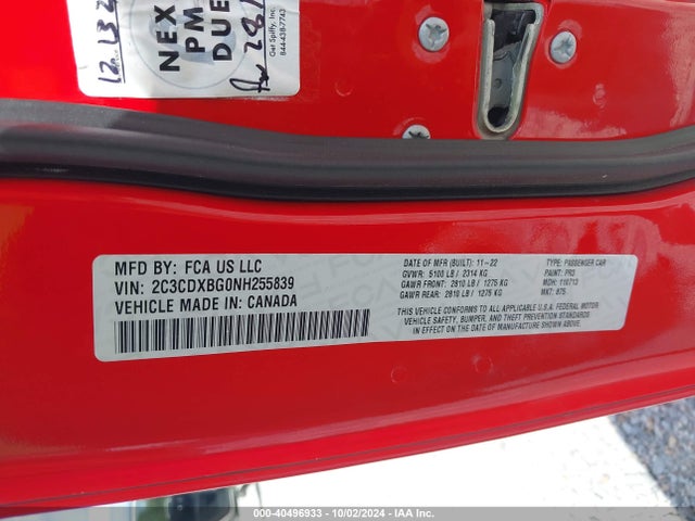 Dodge Charger Sxt Rwd 2022 2C3CDXBG0NH255839 Image 9