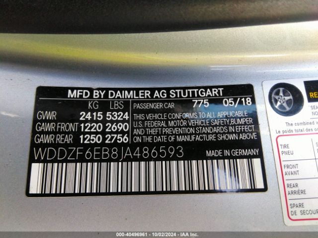 WDDZF6EB8JA486593 Mercedes-Benz Amg E 43 4matic