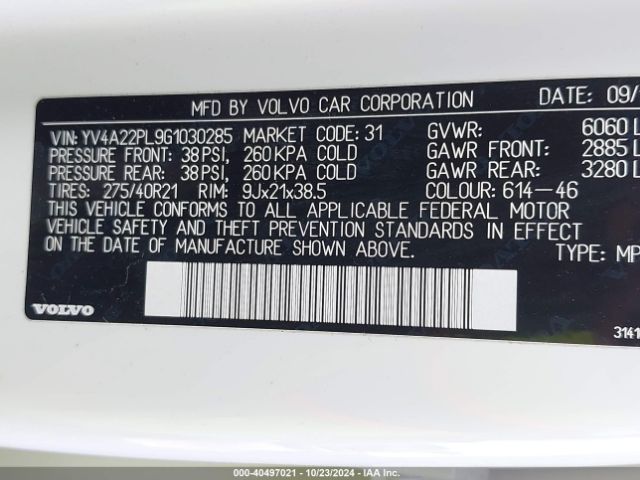 YV4A22PL9G1030285 Volvo Xc90 T6 Inscription
