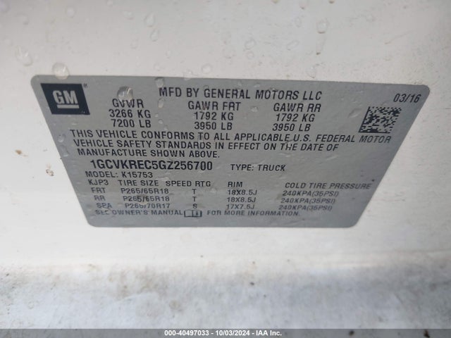 Chevrolet Silverado 1500 2lt 2016 1GCVKREC5GZ256700 Image 9