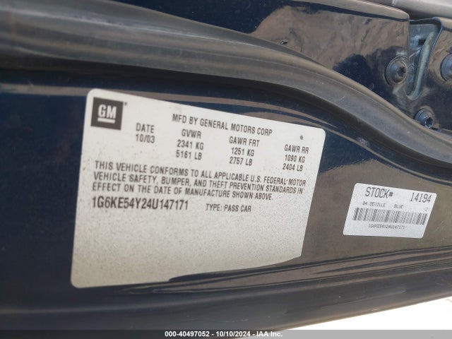2004 CADILLAC DEVILLE 1G6KE54Y24U147171 Photo 8