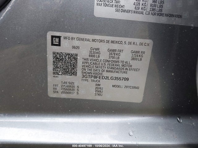 3GTP8FED2LG355709 GMC Sierra 1500 2wd  Short Box Denali