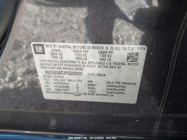 3GTU2UEC2FG209203 GMC Sierra 1500 Sle
