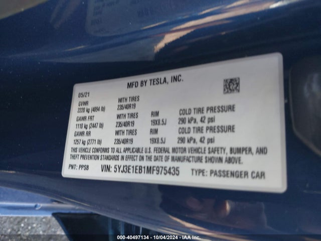 2021 TESLA MODEL 3 5YJ3E1EB1MF975435 Photo 8