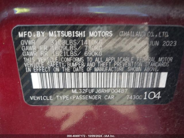 ML32FUFJ6RHF00487 Mitsubishi Mirage G4 Black Edition/es/le