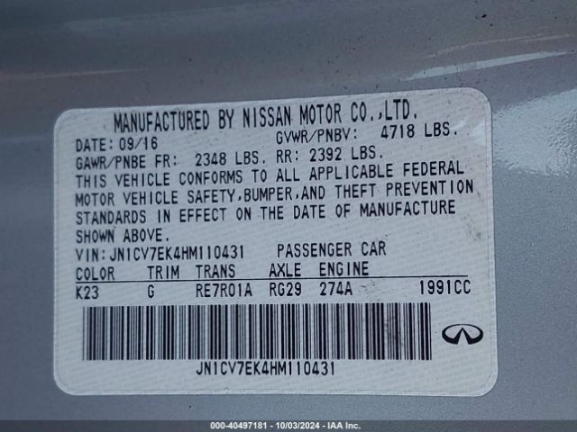 JN1CV7EK4HM110431 Infiniti Q60 2.0t