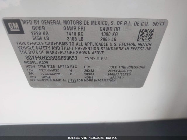2013 CADILLAC SRX 3GYFNHE38DS650653 Photo 8