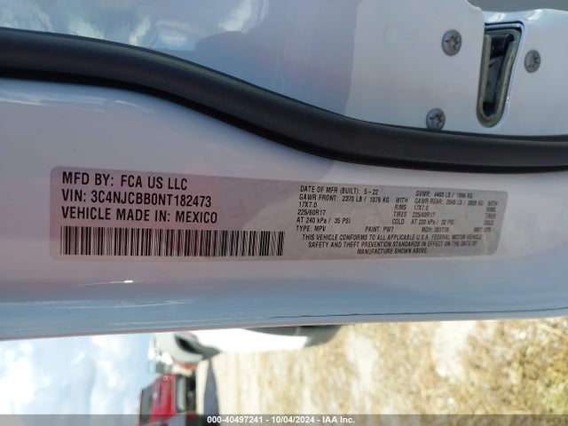 3C4NJCBB0NT182473 Jeep Compass Latitude Fwd