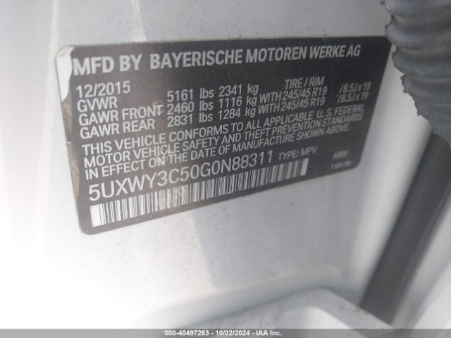 5UXWY3C50G0N88311 BMW X3 Xdrive28d