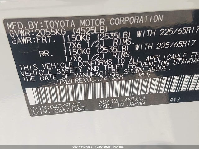 Toyota RAV4 LE 2018 JTMZFREV0JJ741338 Image 9