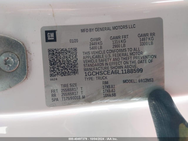 1GCHSCEA6L1188599 Chevrolet Colorado 2wd  Long Box Lt