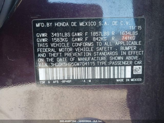 3HGGK5H95GM704115 Honda Fit Ex-l
