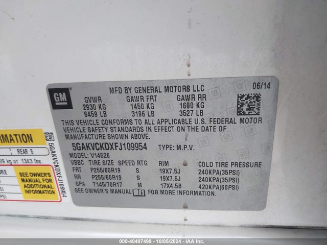 5GAKVCKDXFJ109954 Buick Enclave Premium