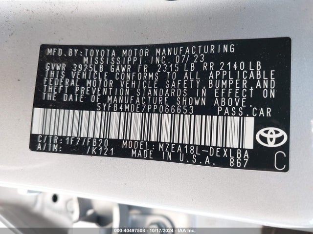 Toyota COROLLA LE 2023 5YFB4MDE7PP066653 Image 9