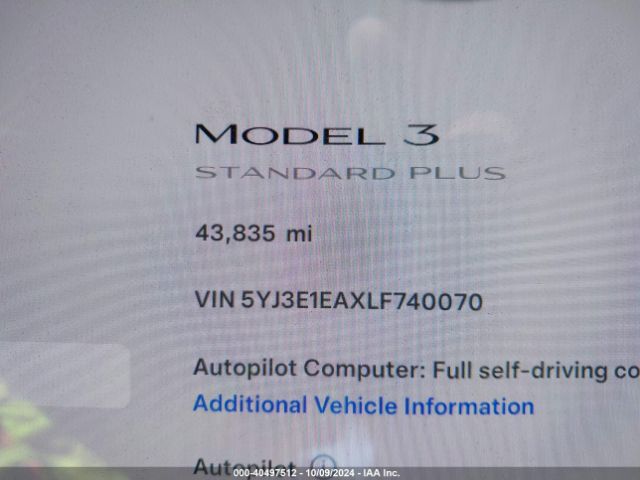 5YJ3E1EAXLF740070 Tesla Model 3 Standard Range Plus Rear-wheel Drive/standard Range Rear-wheel Drive