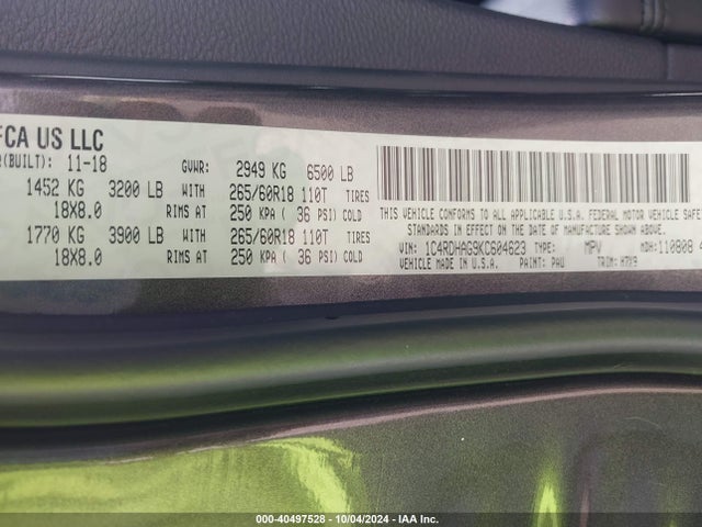 Dodge Durango Sxt Rwd 2019 1C4RDHAG9KC604623 Image 9