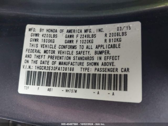 1HGCR2E30FA138188 Honda ACCORD LX