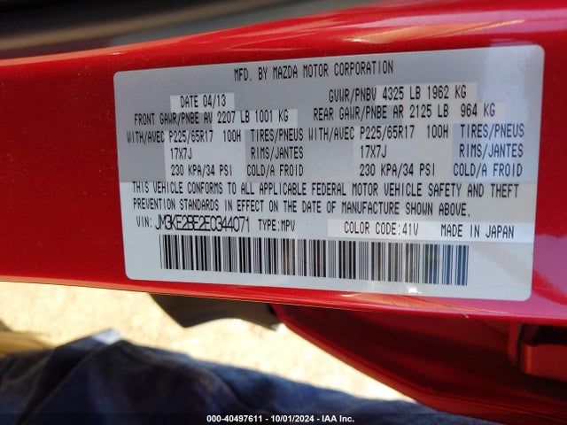 JM3KE2BE2E0344071 Mazda pe