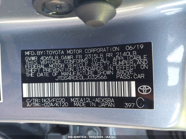 Toyota COROLLA SE 2020 JTDS4RCE0LJ032566 Image 9