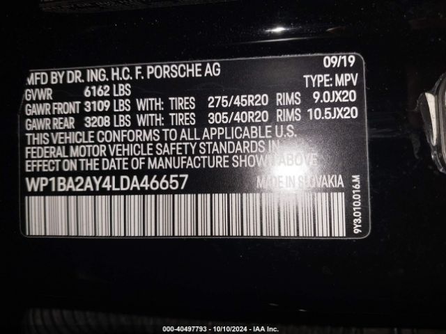 WP1BA2AY4LDA46657 Porsche Cayenne Coupe